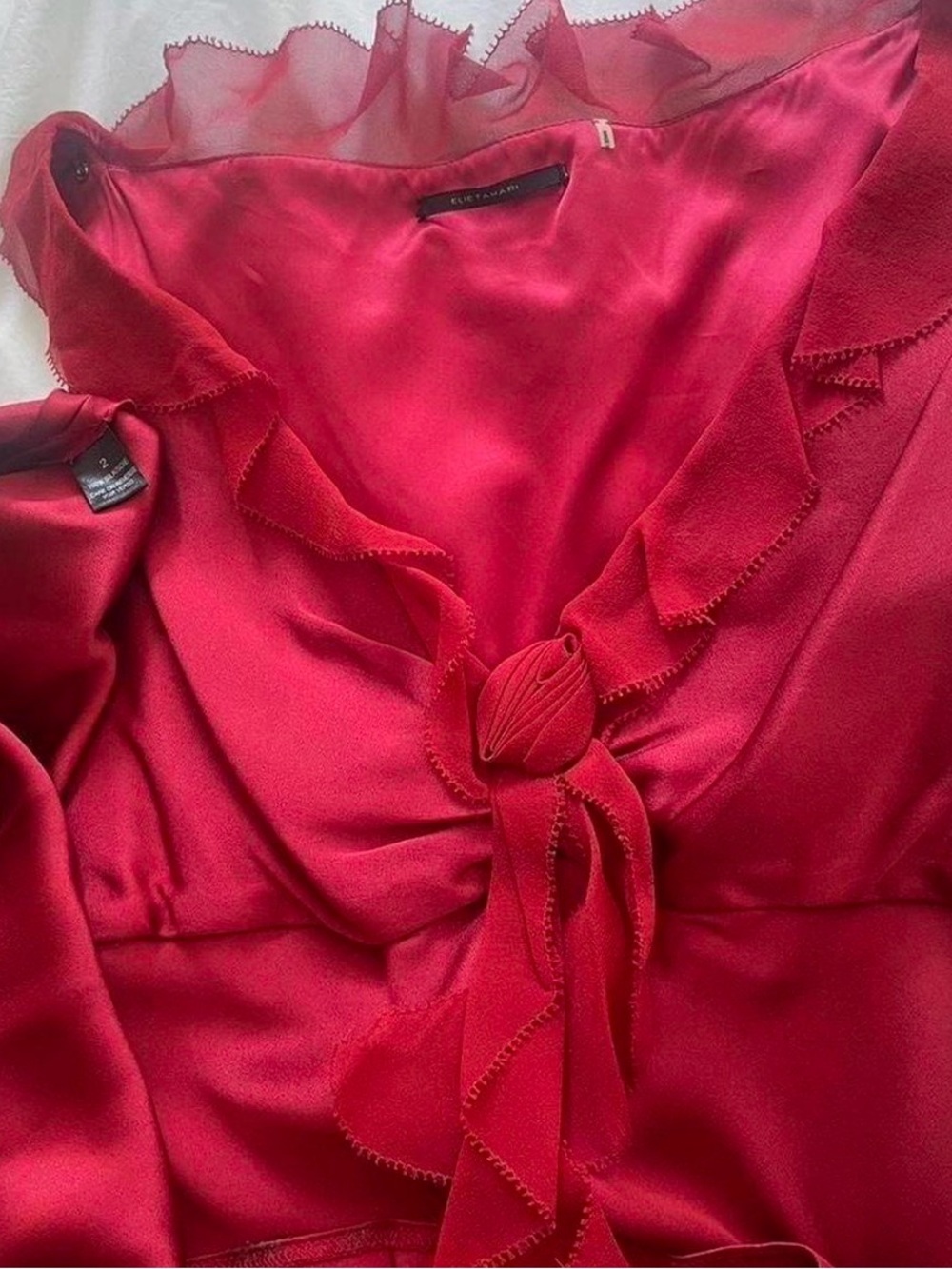 ISO Elie Tahari Red Silk Gown Rosette size 2.